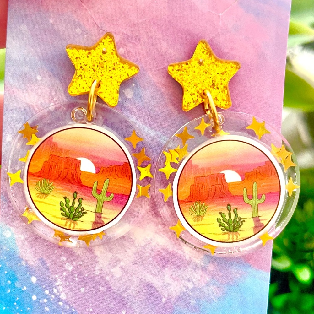 Acrylic Desert Dangle Earrings